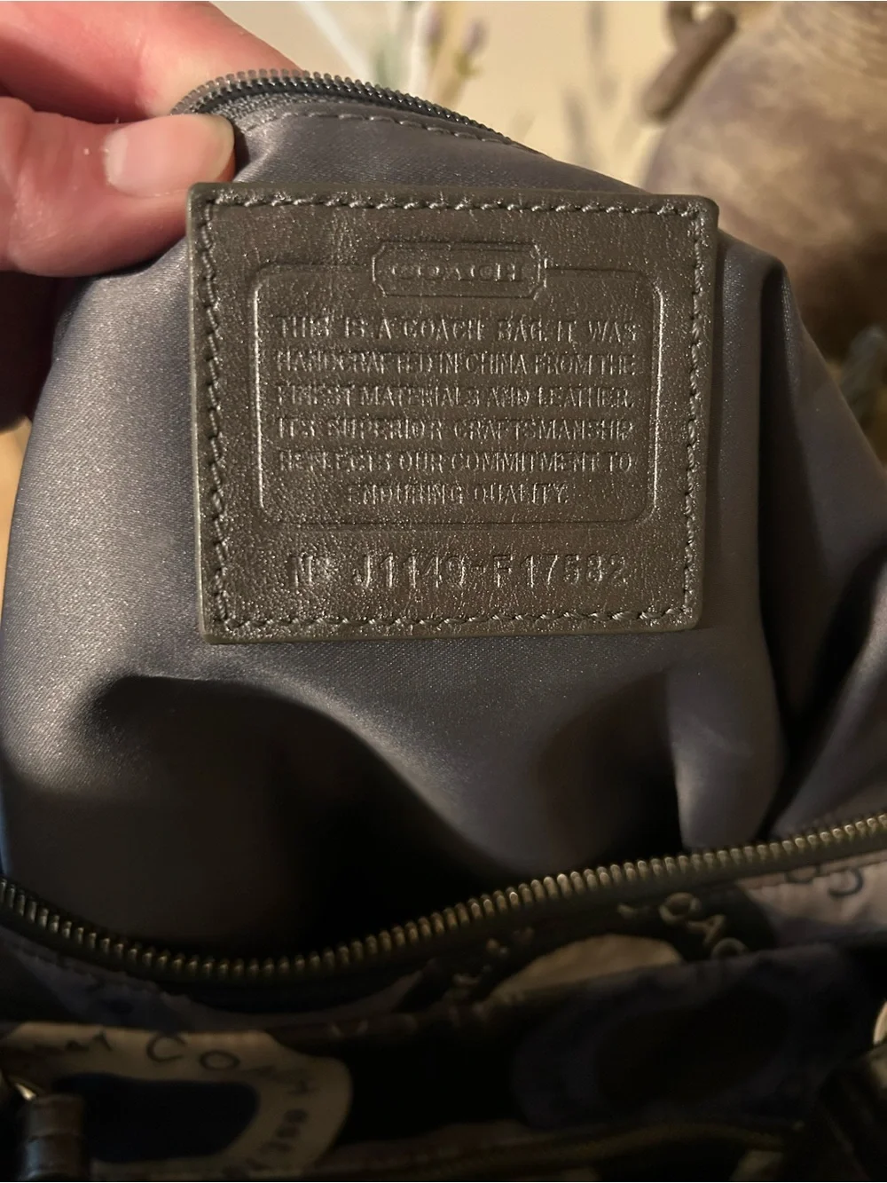 Coach Blue and Gray Circular Logo Shoulder Bag